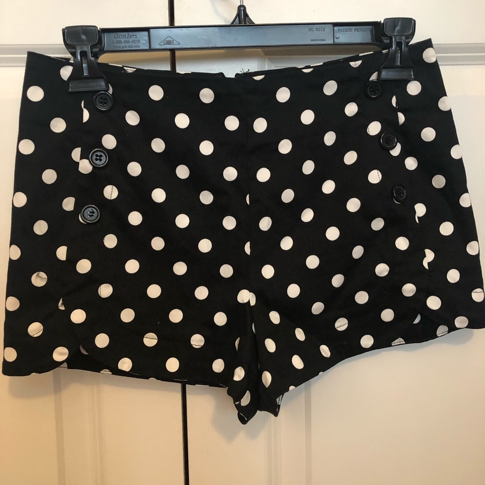 Black and white polka dot shorts